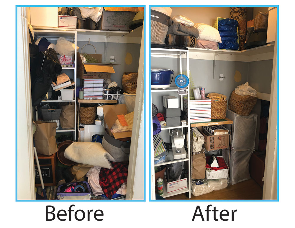disorganized storage closet